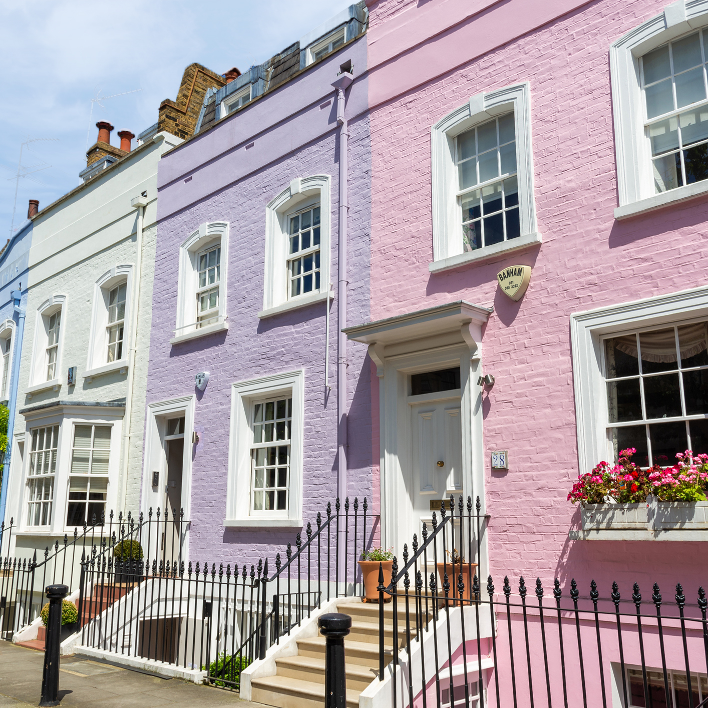 Colourful terraced town houses in London