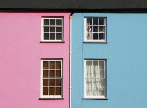 blue and pink house auction purchase